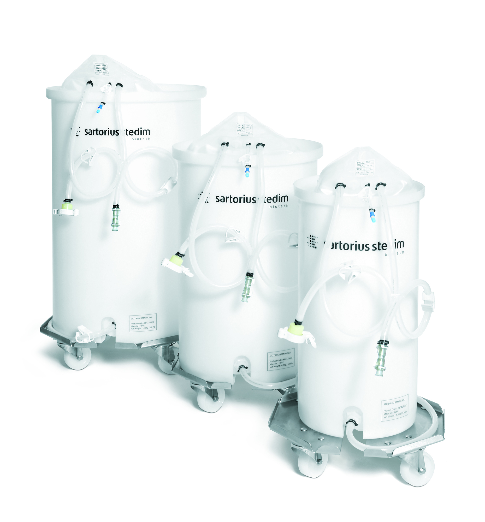 Flexel® 3D Bag for Drum - MPX - Silicone & TPE tubes with side bottom drain - 50 L