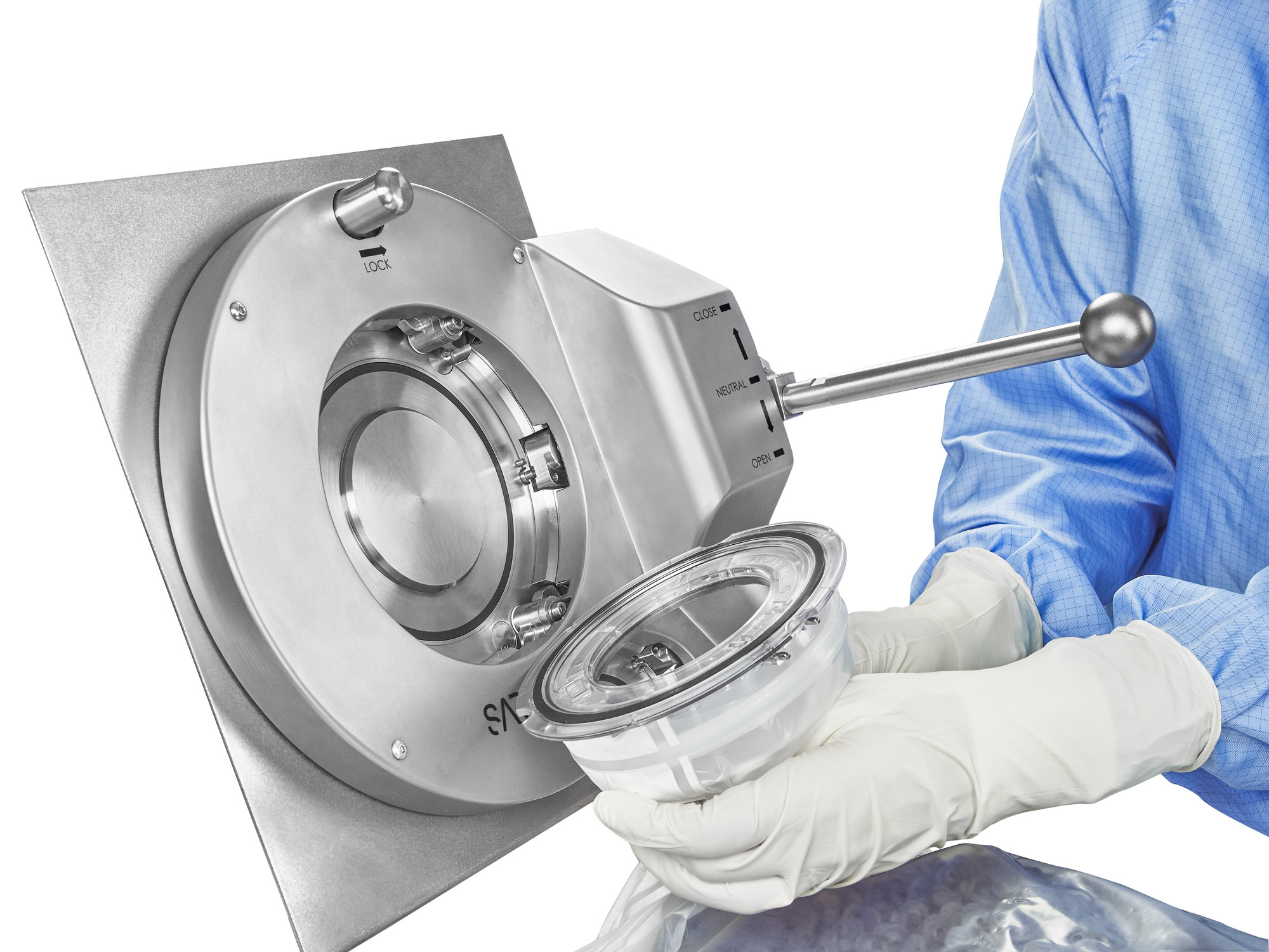Biosafe® Aseptic Transfer Port - 110 mm - 90° Lever - Inside Right Opening